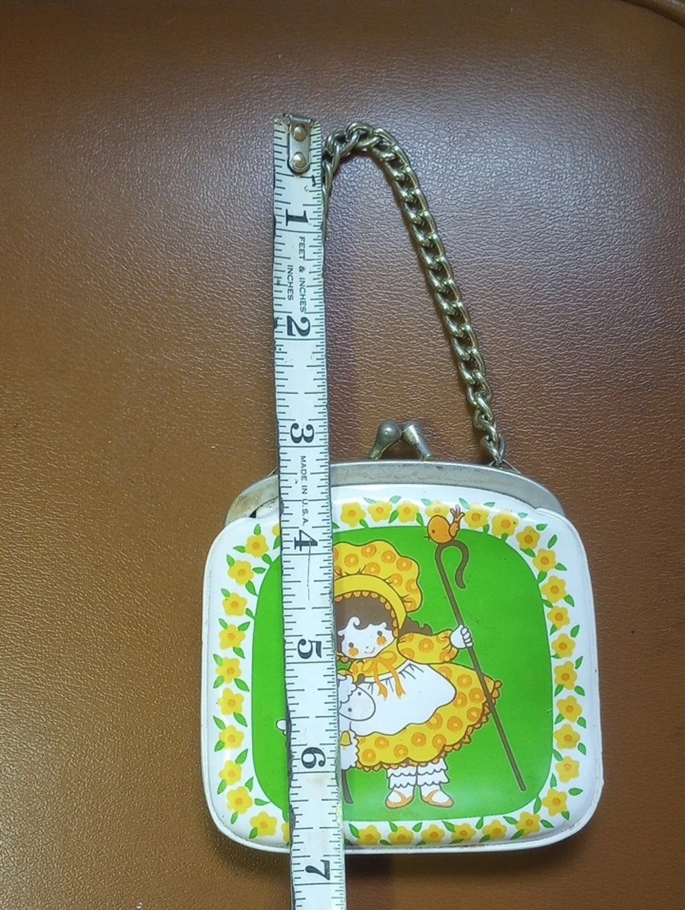 Hallmark Vtg Little Bo Peep Change Purse/Pocketbook. Green Yellow Orange White